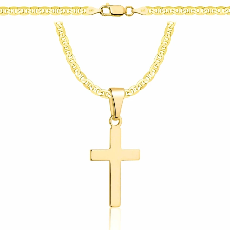 POZŁACANY SREBRNY ŁAŃCUSZEK GUCCI Z KRZYŻYKIEM 925 585 - 3,5MM