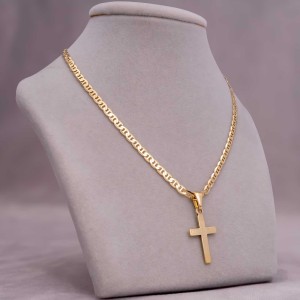 POZŁACANY SREBRNY ŁAŃCUSZEK GUCCI Z KRZYŻYKIEM 925 585 - 3,5MM