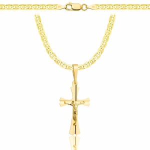 POZŁACANY SREBRNY ŁAŃCUSZEK GUCCI Z KRZYŻYKIEM 925 585 - 3,5MM