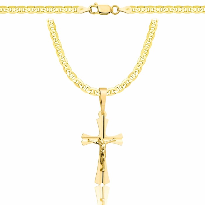 POZŁACANY SREBRNY ŁAŃCUSZEK GUCCI Z KRZYŻYKIEM 925 585 - 3,5MM