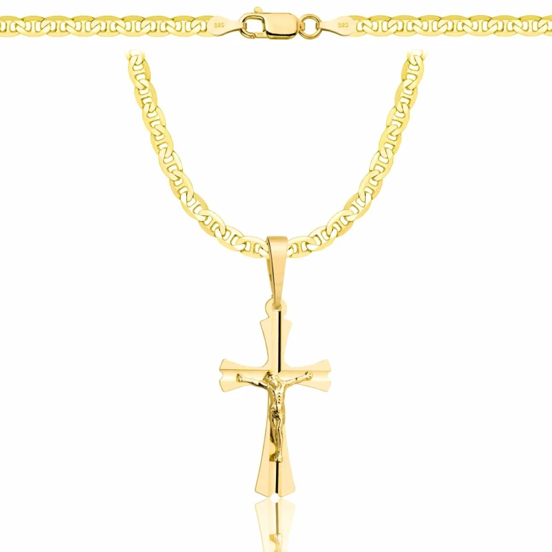 POZŁACANY SREBRNY ŁAŃCUSZEK GUCCI Z KRZYŻYKIEM 925 585 - 3,5MM