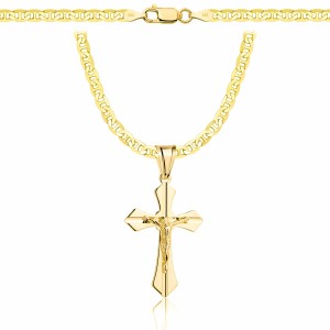 POZŁACANY SREBRNY ŁAŃCUSZEK GUCCI Z KRZYŻYKIEM 925 585 - 3,5MM