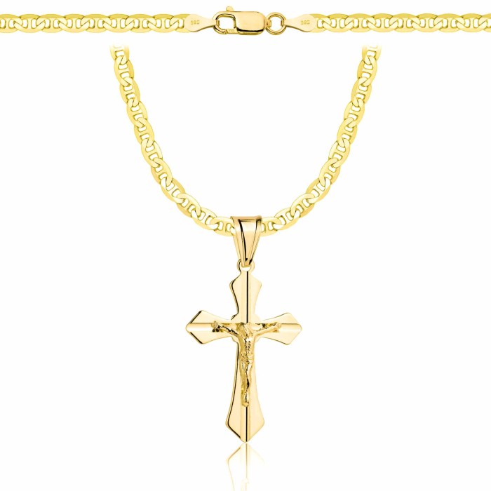 POZŁACANY SREBRNY ŁAŃCUSZEK GUCCI Z KRZYŻYKIEM 925 585 - 3,5MM