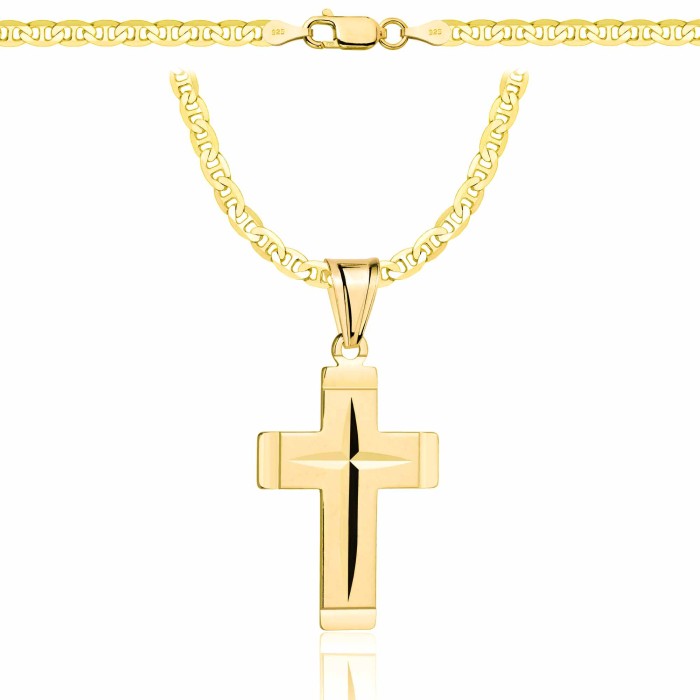 POZŁACANY SREBRNY ŁAŃCUSZEK GUCCI Z KRZYŻYKIEM 925 585 - 3,5MM