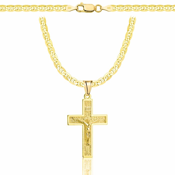 POZŁACANY SREBRNY ŁAŃCUSZEK GUCCI Z KRZYŻYKIEM 925 585 - 3,5MM