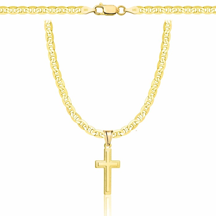POZŁACANY SREBRNY ŁAŃCUSZEK GUCCI Z KRZYŻYKIEM 925 585 - 3,5MM