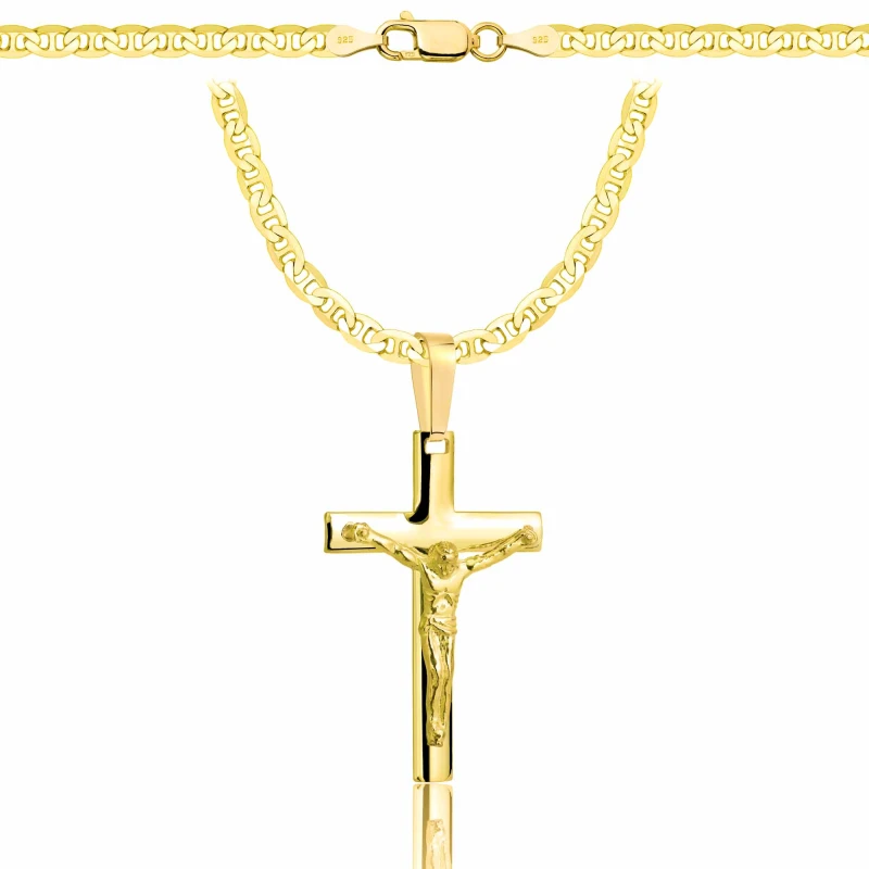POZŁACANY SREBRNY ŁAŃCUSZEK GUCCI Z KRZYŻYKIEM 925 585 - 3,5MM