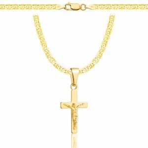 POZŁACANY SREBRNY ŁAŃCUSZEK GUCCI Z KRZYŻYKIEM 925 585 - 3,5MM