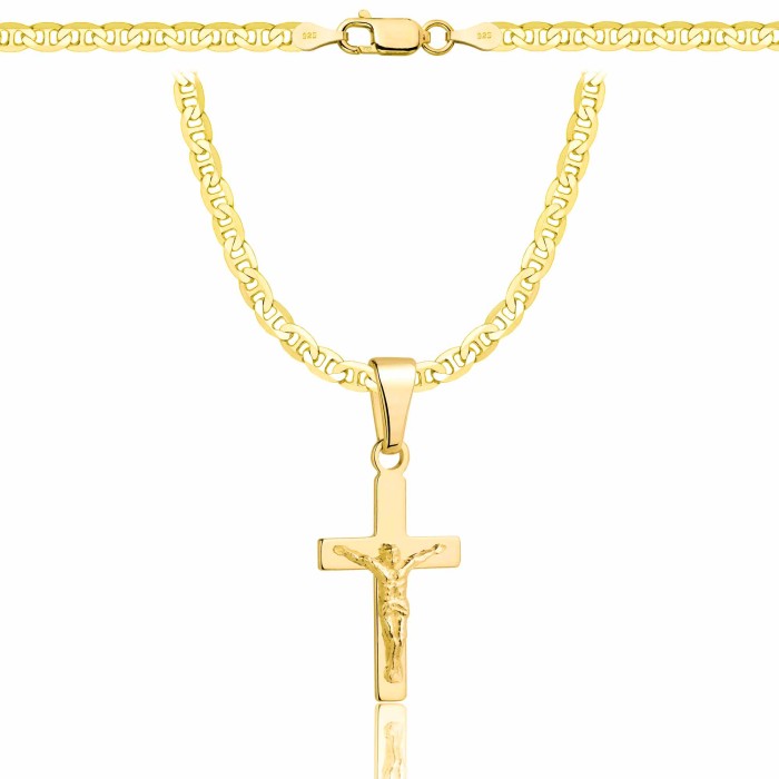POZŁACANY SREBRNY ŁAŃCUSZEK GUCCI Z KRZYŻYKIEM 925 585 - 3,5MM