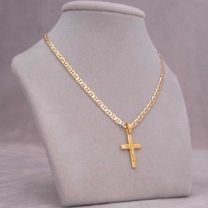 POZŁACANY SREBRNY ŁAŃCUSZEK GUCCI Z KRZYŻYKIEM 925 585 - 3,5MM