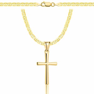 POZŁACANY SREBRNY ŁAŃCUSZEK GUCCI Z KRZYŻYKIEM 925 585 - 3,5MM