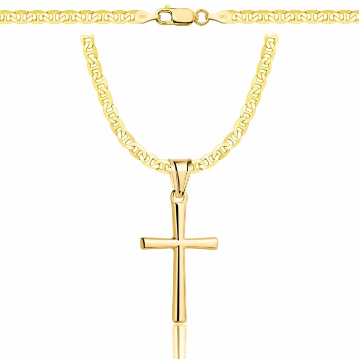 POZŁACANY SREBRNY ŁAŃCUSZEK GUCCI Z KRZYŻYKIEM 925 585 - 3,5MM