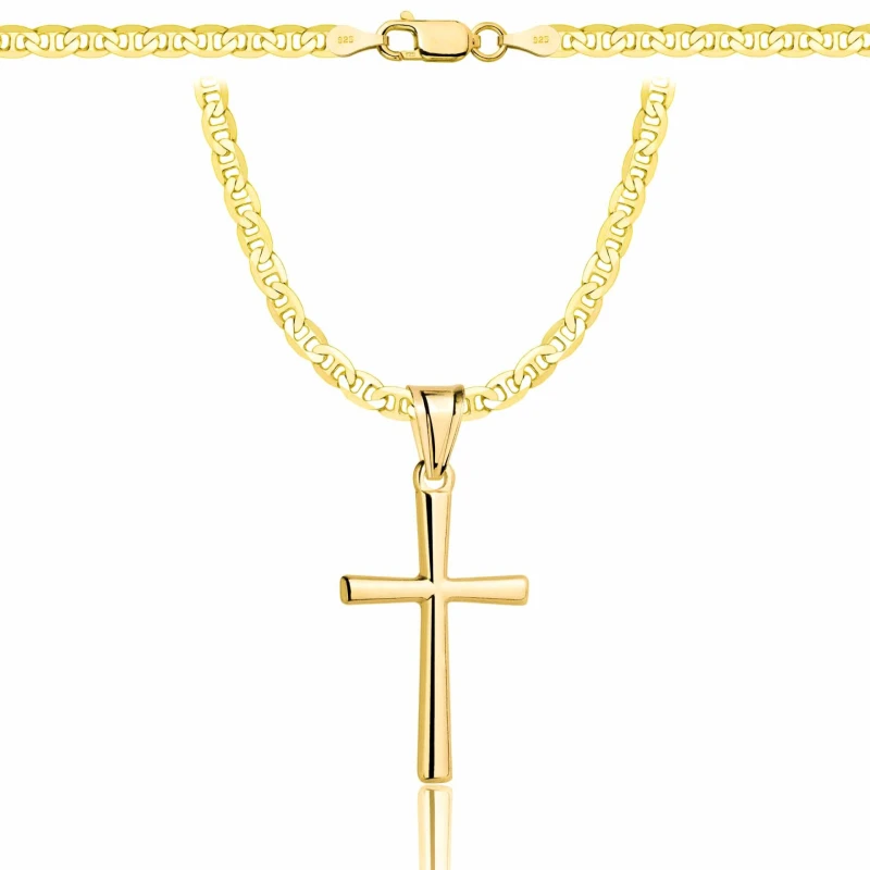 POZŁACANY SREBRNY ŁAŃCUSZEK GUCCI Z KRZYŻYKIEM 925 585 - 3,5MM