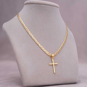 POZŁACANY SREBRNY ŁAŃCUSZEK GUCCI Z KRZYŻYKIEM 925 585 - 3,5MM