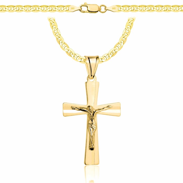 POZŁACANY SREBRNY ŁAŃCUSZEK GUCCI Z KRZYŻYKIEM 925 585 - 3,5MM