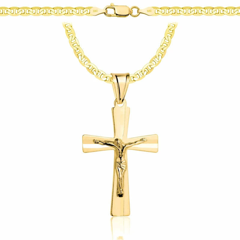 POZŁACANY SREBRNY ŁAŃCUSZEK GUCCI Z KRZYŻYKIEM 925 585 - 3,5MM