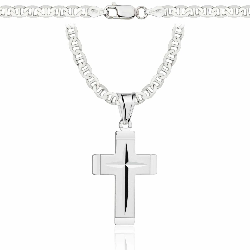 SREBRNY ŁAŃCUSZEK GUCCI Z KRZYŻYKIEM 925 - 4,5MM