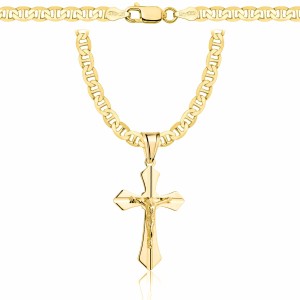 POZŁACANY SREBRNY ŁAŃCUSZEK GUCCI Z KRZYŻYKIEM 925 585 - 4,5MM