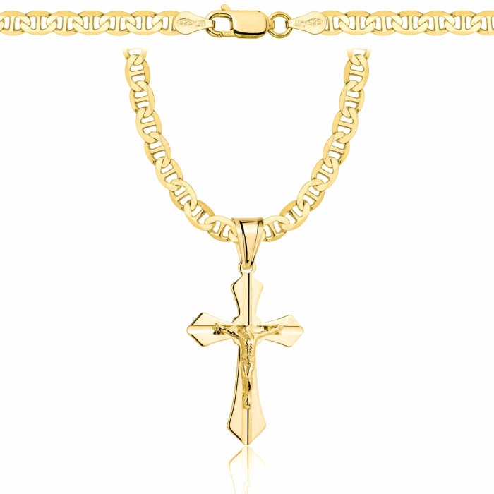 POZŁACANY SREBRNY ŁAŃCUSZEK GUCCI Z KRZYŻYKIEM 925 585 - 4,5MM
