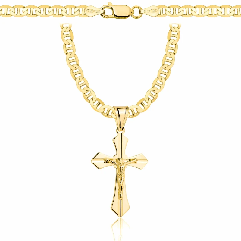 POZŁACANY SREBRNY ŁAŃCUSZEK GUCCI Z KRZYŻYKIEM 925 585 - 4,5MM