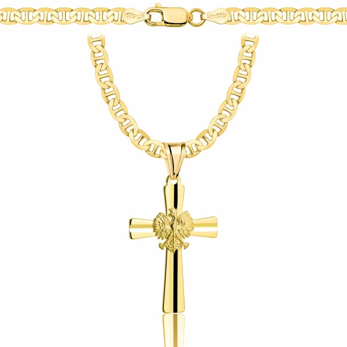 POZŁACANY SREBRNY ŁAŃCUSZEK GUCCI Z KRZYŻYKIEM 925 585 - 4,5MM