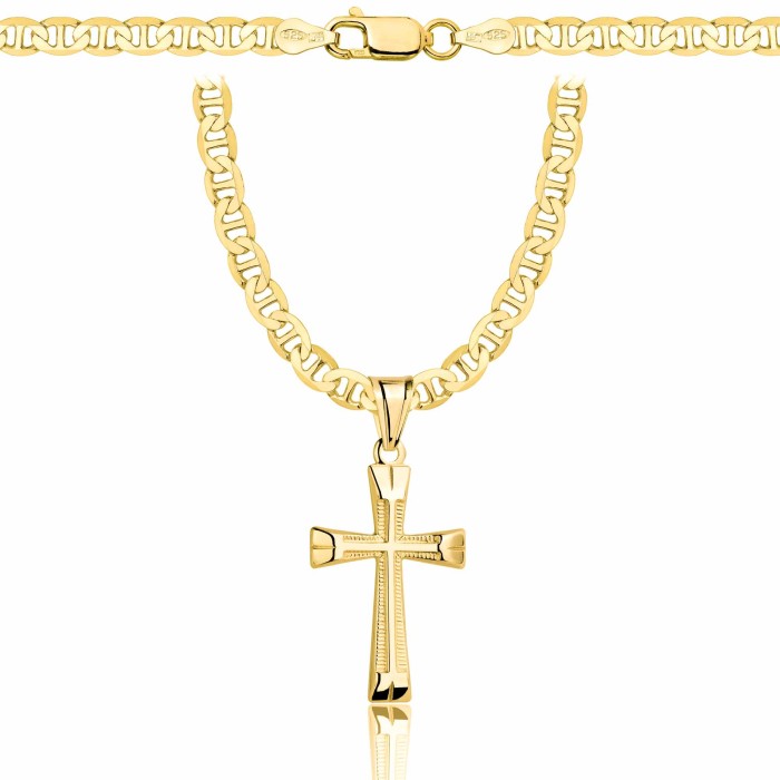 POZŁACANY SREBRNY ŁAŃCUSZEK GUCCI Z KRZYŻYKIEM 925 585 - 4,5MM
