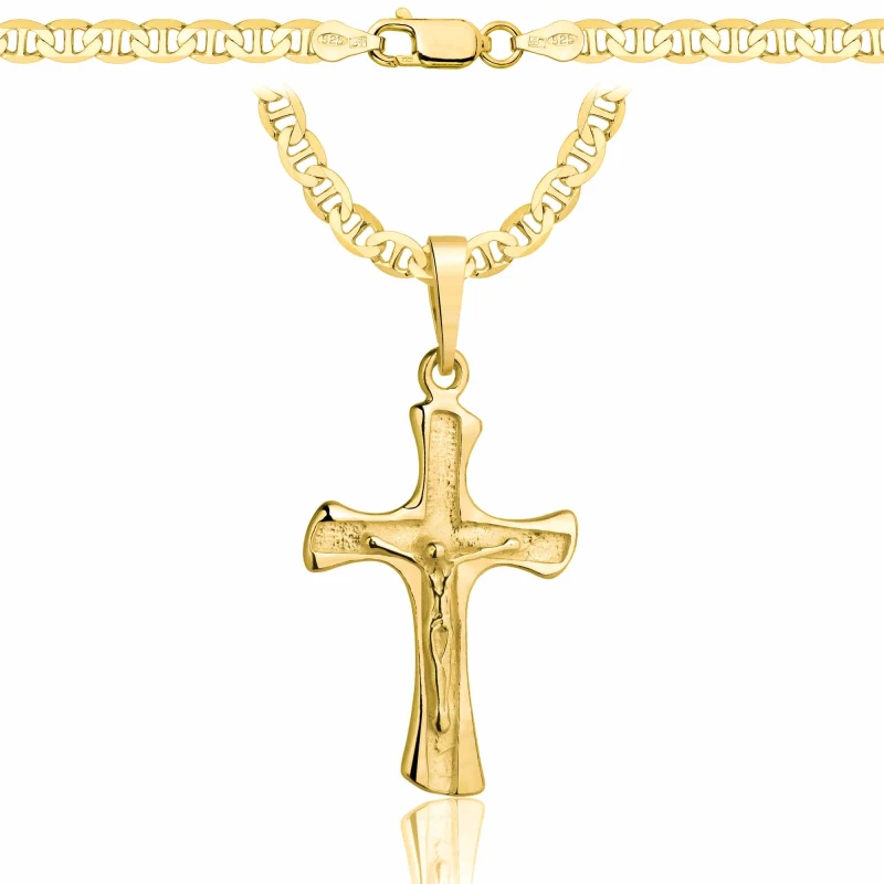 POZŁACANY SREBRNY ŁAŃCUSZEK GUCCI Z KRZYŻYKIEM 925 585 - 4,5MM
