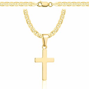 POZŁACANY SREBRNY ŁAŃCUSZEK GUCCI Z KRZYŻYKIEM 925 585 - 4,5MM
