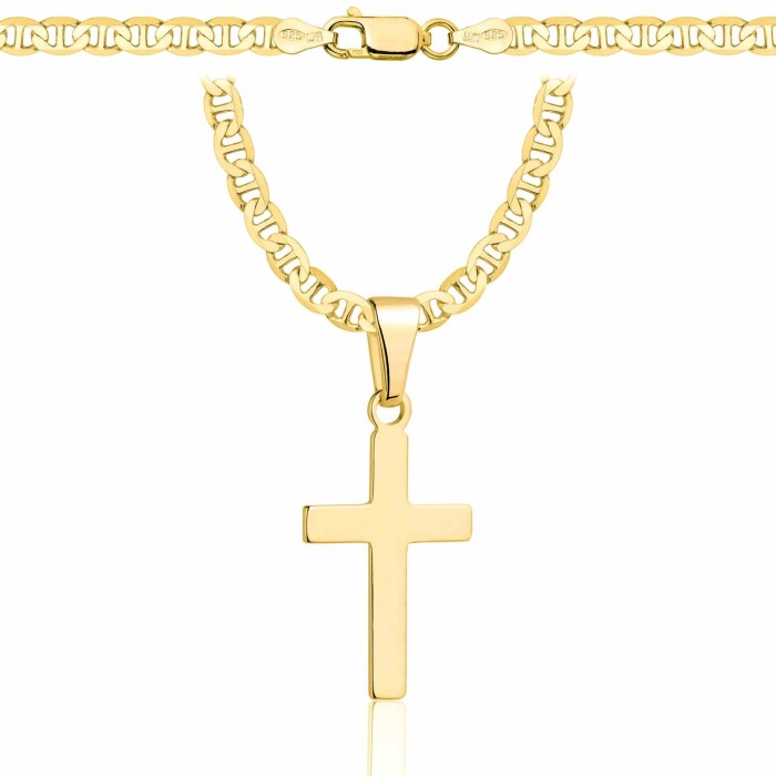 POZŁACANY SREBRNY ŁAŃCUSZEK GUCCI Z KRZYŻYKIEM 925 585 - 4,5MM