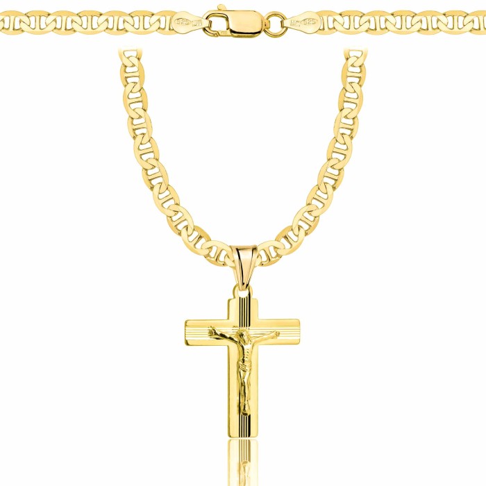 POZŁACANY SREBRNY ŁAŃCUSZEK GUCCI Z KRZYŻYKIEM 925 585 - 4,5MM