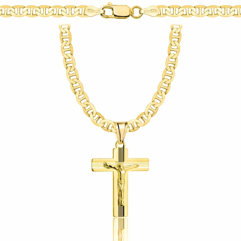 POZŁACANY SREBRNY ŁAŃCUSZEK GUCCI Z KRZYŻYKIEM 925 585 - 4,5MM