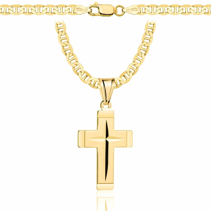 POZŁACANY SREBRNY ŁAŃCUSZEK GUCCI Z KRZYŻYKIEM 925 585 - 4,5MM