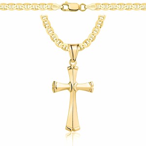 POZŁACANY SREBRNY ŁAŃCUSZEK GUCCI Z KRZYŻYKIEM 925 585 - 4,5MM