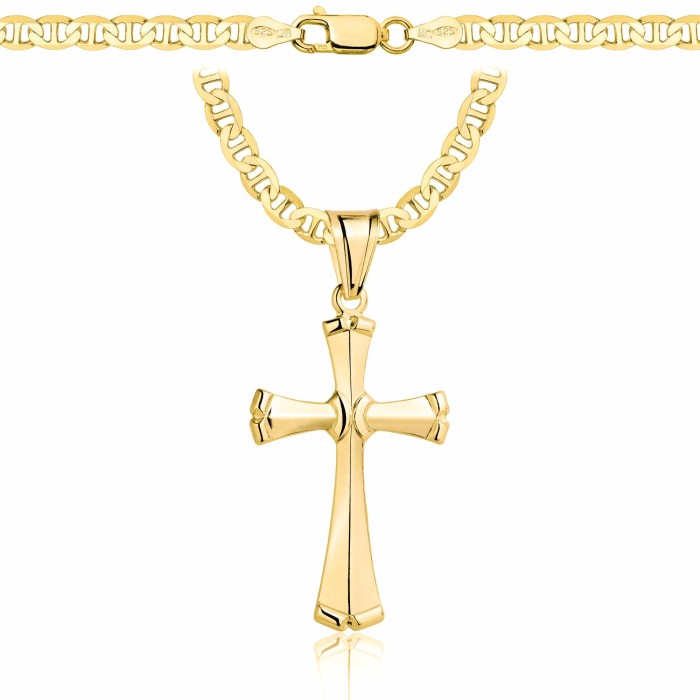 POZŁACANY SREBRNY ŁAŃCUSZEK GUCCI Z KRZYŻYKIEM 925 585 - 4,5MM