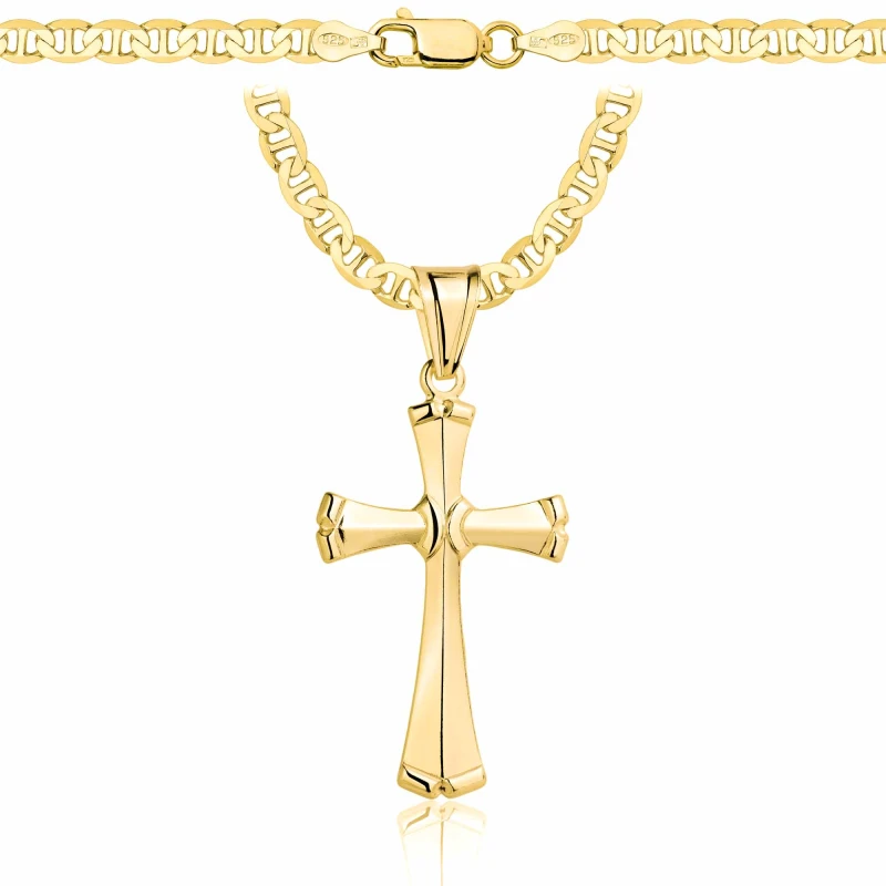 POZŁACANY SREBRNY ŁAŃCUSZEK GUCCI Z KRZYŻYKIEM 925 585 - 4,5MM