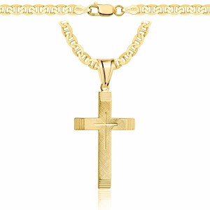 POZŁACANY SREBRNY ŁAŃCUSZEK GUCCI Z KRZYŻYKIEM 925 585 - 4,5MM