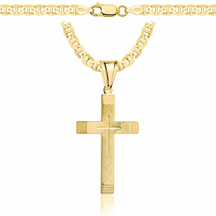 POZŁACANY SREBRNY ŁAŃCUSZEK GUCCI Z KRZYŻYKIEM 925 585 - 4,5MM
