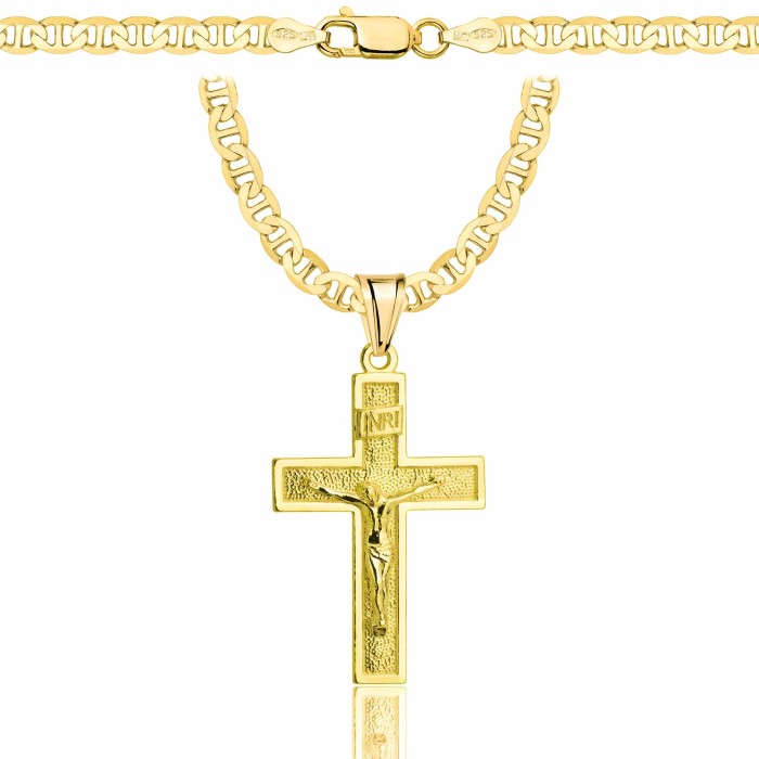 POZŁACANY SREBRNY ŁAŃCUSZEK GUCCI Z KRZYŻYKIEM 925 585 - 4,5MM