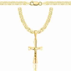 POZŁACANY SREBRNY ŁAŃCUSZEK GUCCI Z KRZYŻYKIEM 925 585 - 4,5MM