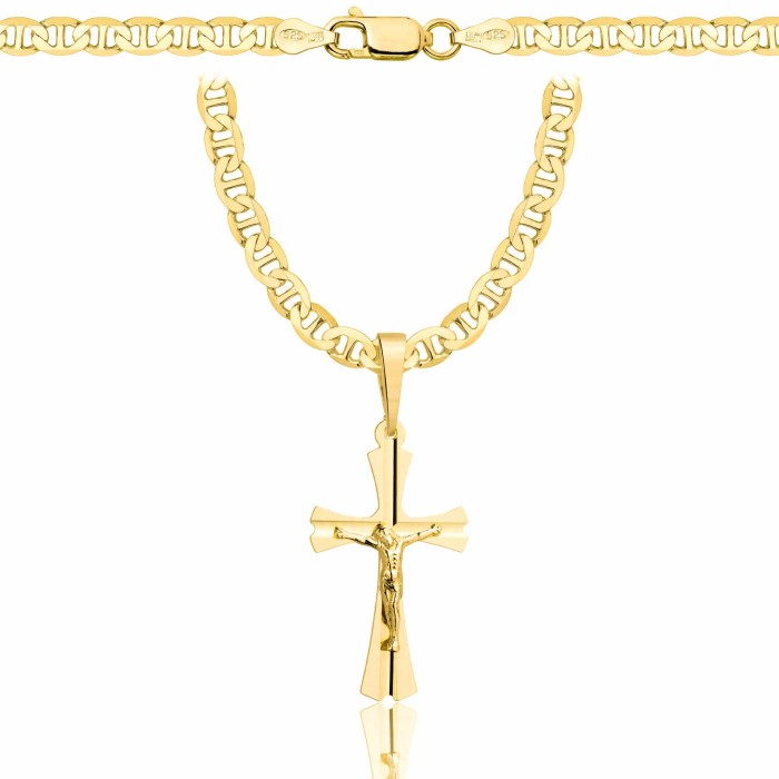 POZŁACANY SREBRNY ŁAŃCUSZEK GUCCI Z KRZYŻYKIEM 925 585 - 4,5MM