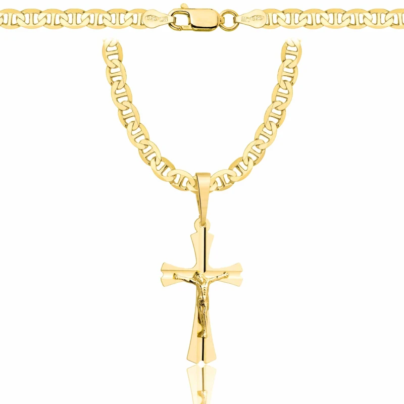 POZŁACANY SREBRNY ŁAŃCUSZEK GUCCI Z KRZYŻYKIEM 925 585 - 4,5MM