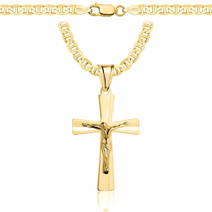 POZŁACANY SREBRNY ŁAŃCUSZEK GUCCI Z KRZYŻYKIEM 925 585 - 4,5MM