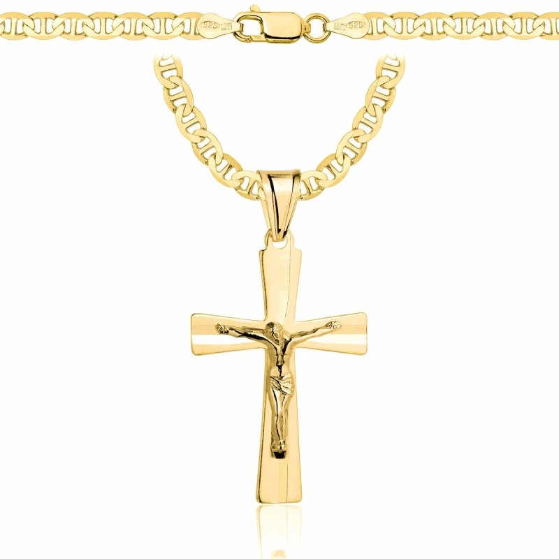 POZŁACANY SREBRNY ŁAŃCUSZEK GUCCI Z KRZYŻYKIEM 925 585 - 4,5MM