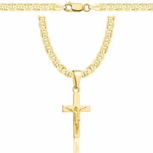 POZŁACANY SREBRNY ŁAŃCUSZEK GUCCI Z KRZYŻYKIEM 925 585 - 4,5MM