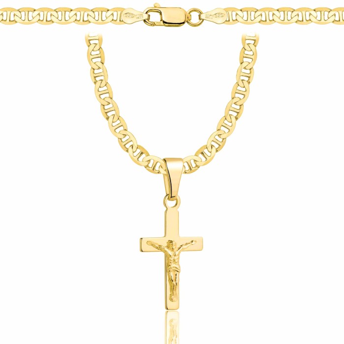POZŁACANY SREBRNY ŁAŃCUSZEK GUCCI Z KRZYŻYKIEM 925 585 - 4,5MM