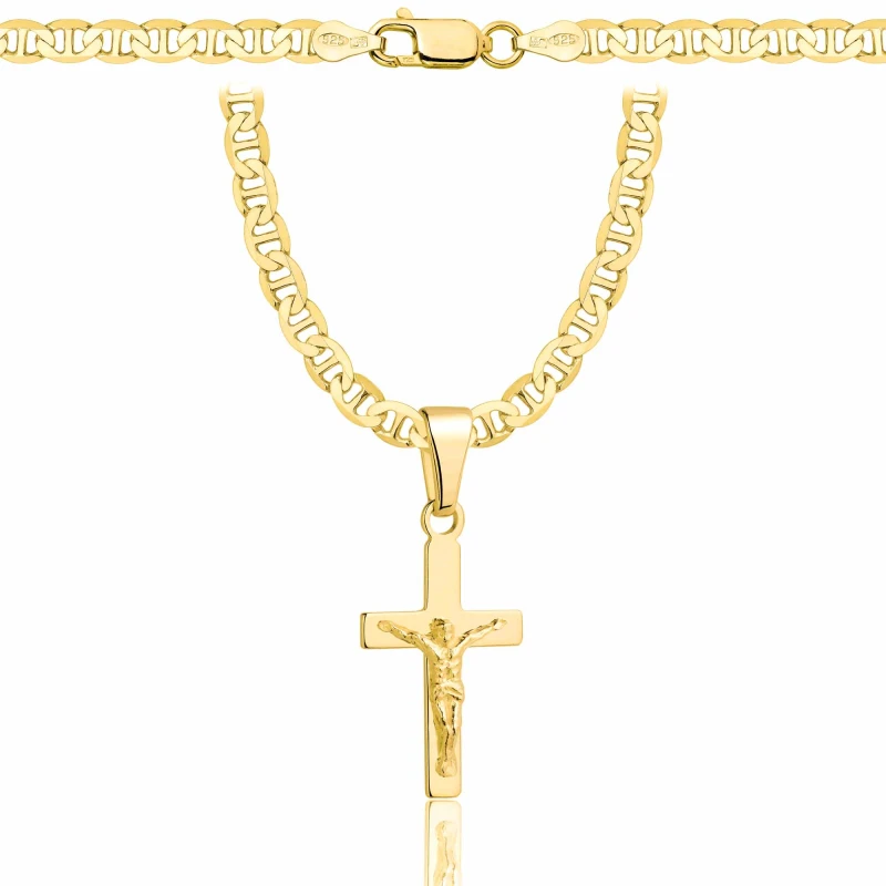 POZŁACANY SREBRNY ŁAŃCUSZEK GUCCI Z KRZYŻYKIEM 925 585 - 4,5MM
