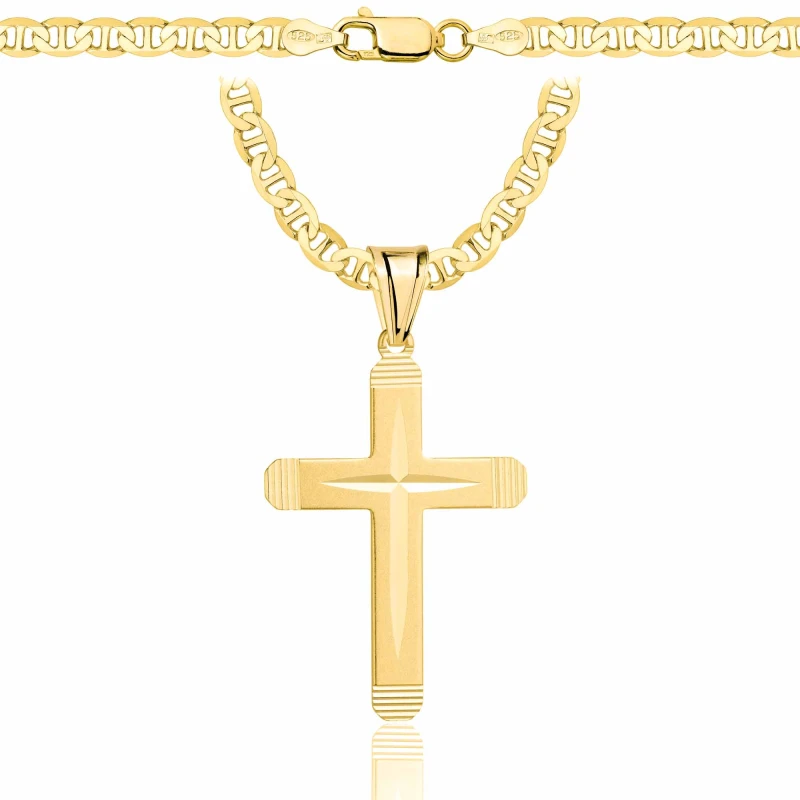 POZŁACANY SREBRNY ŁAŃCUSZEK GUCCI Z KRZYŻYKIEM 925 585 - 4,5MM