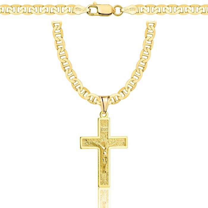 POZŁACANY SREBRNY ŁAŃCUSZEK GUCCI Z KRZYŻYKIEM 925 585 - 4,5MM