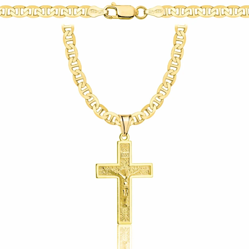 POZŁACANY SREBRNY ŁAŃCUSZEK GUCCI Z KRZYŻYKIEM 925 585 - 4,5MM
