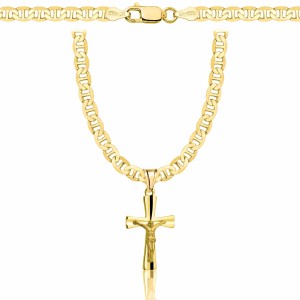 POZŁACANY SREBRNY ŁAŃCUSZEK GUCCI Z KRZYŻYKIEM 925 585 - 4,5MM